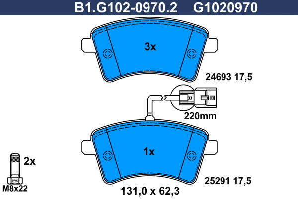 B1.G102-0970.2 GALFER Комплект тормозных колодок, дисковый тормоз (фото 1)