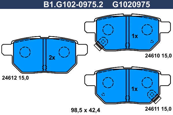 B1.G102-0975.2 GALFER Комплект тормозных колодок, дисковый тормоз (фото 1)