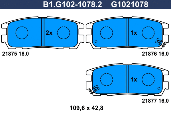 B1.G102-1078.2 GALFER Комплект тормозных колодок, дисковый тормоз (фото 1)