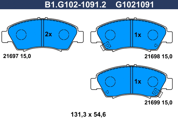 B1.G102-1091.2 GALFER Комплект тормозных колодок, дисковый тормоз (фото 1)
