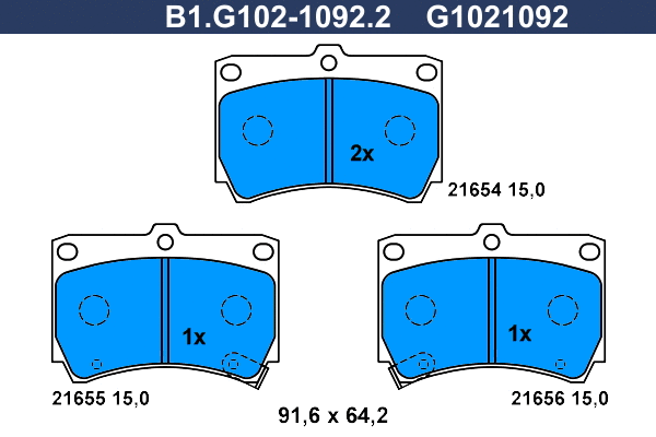 B1.G102-1092.2 GALFER Комплект тормозных колодок, дисковый тормоз (фото 1)