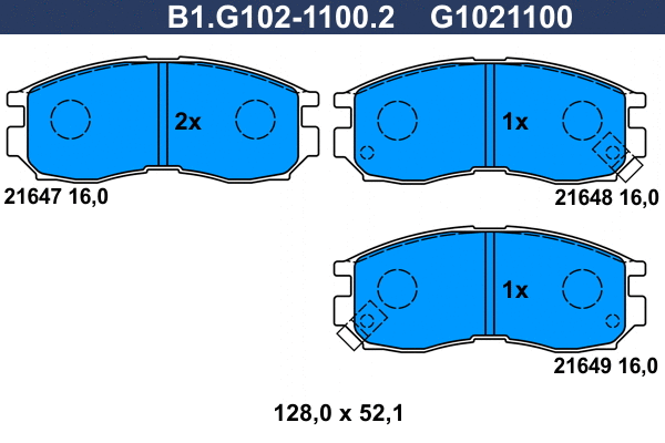 B1.G102-1100.2 GALFER Комплект тормозных колодок, дисковый тормоз (фото 1)