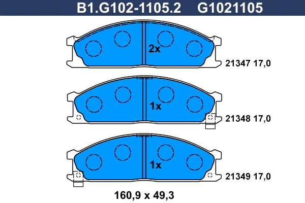 B1.G102-1105.2 GALFER Комплект тормозных колодок, дисковый тормоз (фото 1)