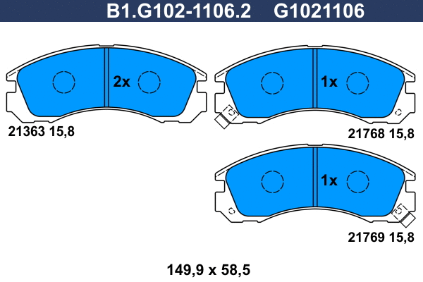 B1.G102-1106.2 GALFER Комплект тормозных колодок, дисковый тормоз (фото 1)