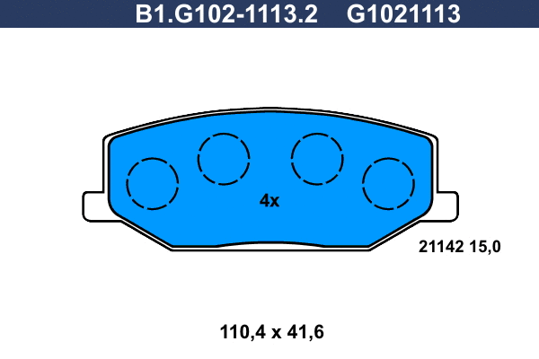 B1.G102-1113.2 GALFER Комплект тормозных колодок, дисковый тормоз (фото 1)