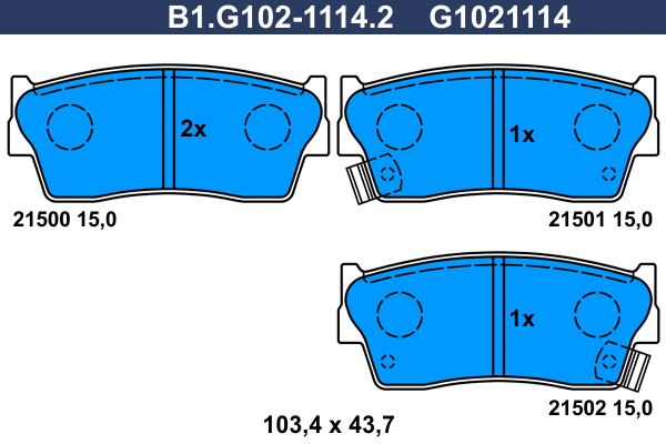 B1.G102-1114.2 GALFER Комплект тормозных колодок, дисковый тормоз (фото 1)