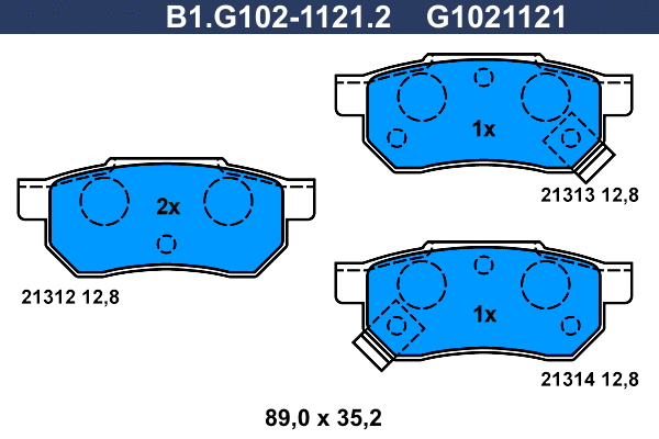 B1.G102-1121.2 GALFER Комплект тормозных колодок, дисковый тормоз (фото 1)