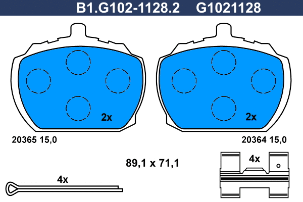 B1.G102-1128.2 GALFER Комплект тормозных колодок, дисковый тормоз (фото 1)