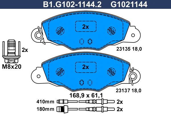 B1.G102-1144.2 GALFER Комплект тормозных колодок, дисковый тормоз (фото 1)