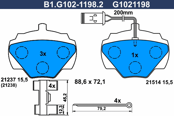 B1.G102-1198.2 GALFER Комплект тормозных колодок, дисковый тормоз (фото 1)