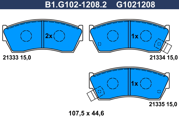 B1.G102-1208.2 GALFER Комплект тормозных колодок, дисковый тормоз (фото 1)