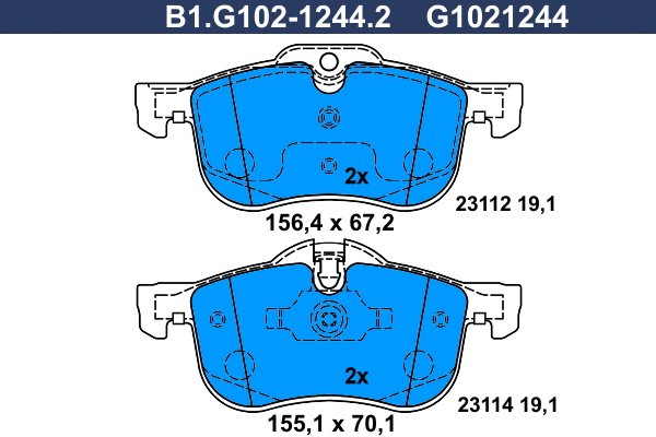 B1.G102-1244.2 GALFER Комплект тормозных колодок, дисковый тормоз (фото 1)