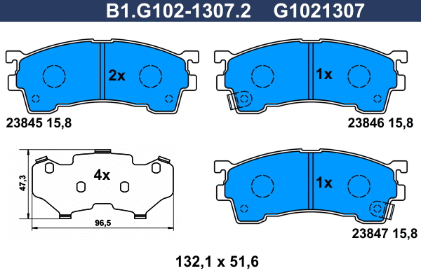 B1.G102-1307.2 GALFER Комплект тормозных колодок, дисковый тормоз (фото 1)