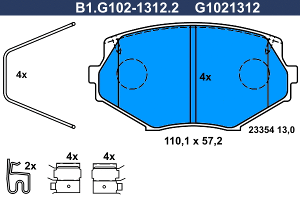 B1.G102-1312.2 GALFER Комплект тормозных колодок, дисковый тормоз (фото 1)