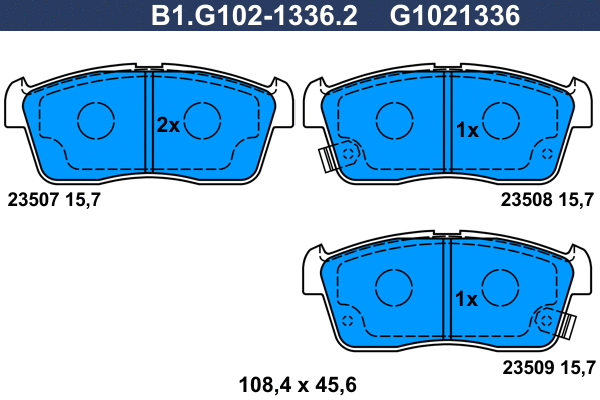 B1.G102-1336.2 GALFER Комплект тормозных колодок, дисковый тормоз (фото 1)