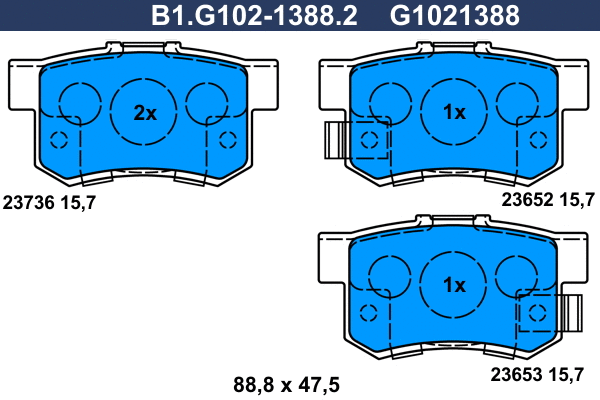 B1.G102-1388.2 GALFER Комплект тормозных колодок, дисковый тормоз (фото 1)