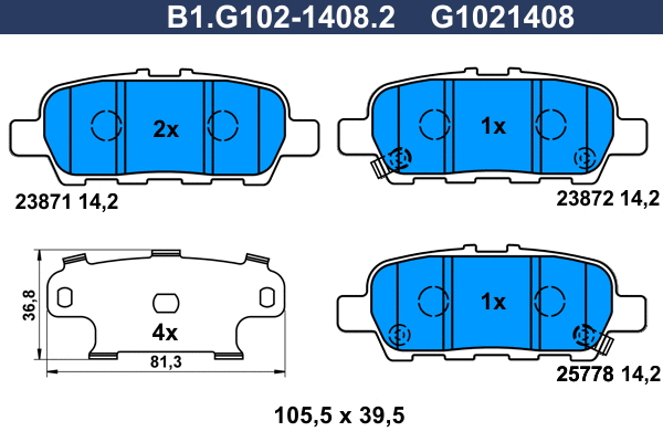 B1.G102-1408.2 GALFER Комплект тормозных колодок, дисковый тормоз (фото 1)
