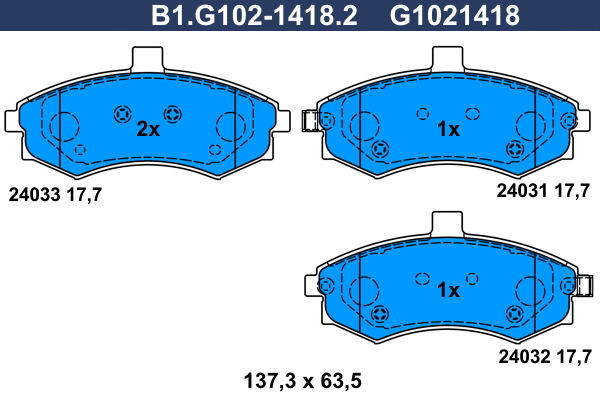 B1.G102-1418.2 GALFER Комплект тормозных колодок, дисковый тормоз (фото 1)