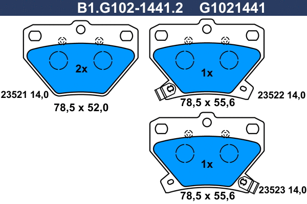 B1.G102-1441.2 GALFER Комплект тормозных колодок, дисковый тормоз (фото 1)