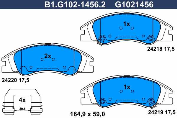 B1.G102-1456.2 GALFER Комплект тормозных колодок, дисковый тормоз (фото 1)