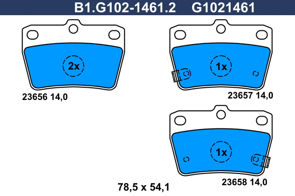 B1.G102-1461.2 GALFER Комплект тормозных колодок, дисковый тормоз (фото 1)