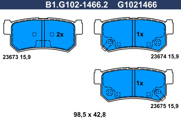 B1.G102-1466.2 GALFER Комплект тормозных колодок, дисковый тормоз (фото 1)