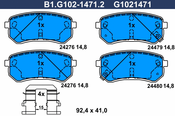B1.G102-1471.2 GALFER Комплект тормозных колодок, дисковый тормоз (фото 1)