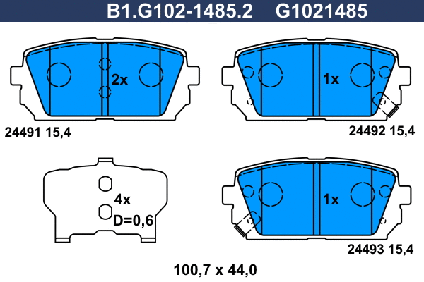 B1.G102-1485.2 GALFER Комплект тормозных колодок, дисковый тормоз (фото 1)