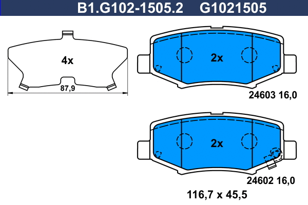 B1.G102-1505.2 GALFER Комплект тормозных колодок, дисковый тормоз (фото 1)