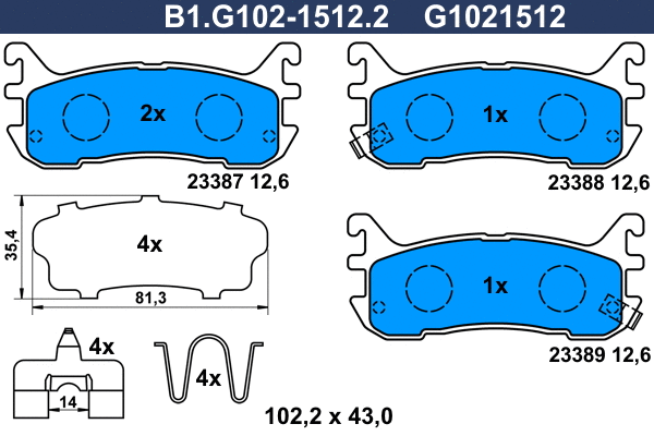 B1.G102-1512.2 GALFER Комплект тормозных колодок, дисковый тормоз (фото 1)