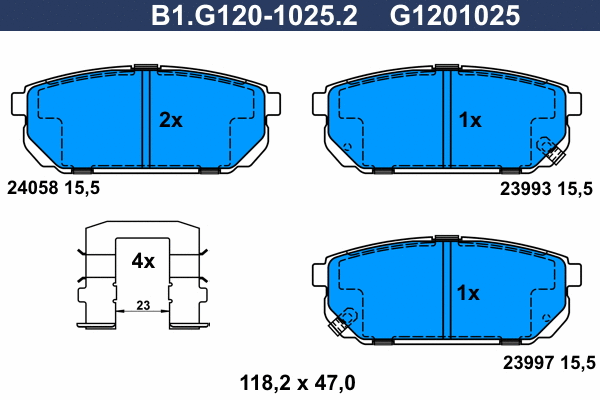 B1.G120-1025.2 GALFER Комплект тормозных колодок, дисковый тормоз (фото 1)
