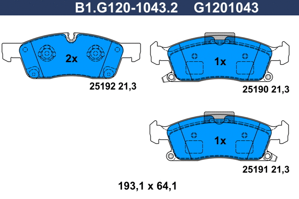 B1.G120-1043.2 GALFER Комплект тормозных колодок, дисковый тормоз (фото 1)