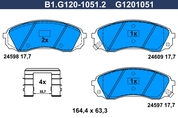 B1.G120-1051.2 GALFER Комплект тормозных колодок, дисковый тормоз (фото 1)