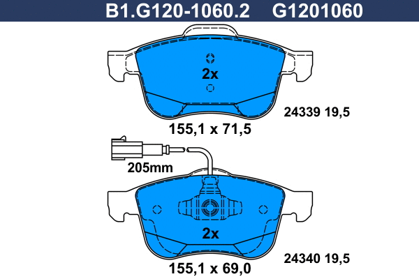 B1.G120-1060.2 GALFER Комплект тормозных колодок, дисковый тормоз (фото 1)