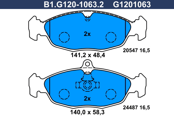 B1.G120-1063.2 GALFER Комплект тормозных колодок, дисковый тормоз (фото 1)