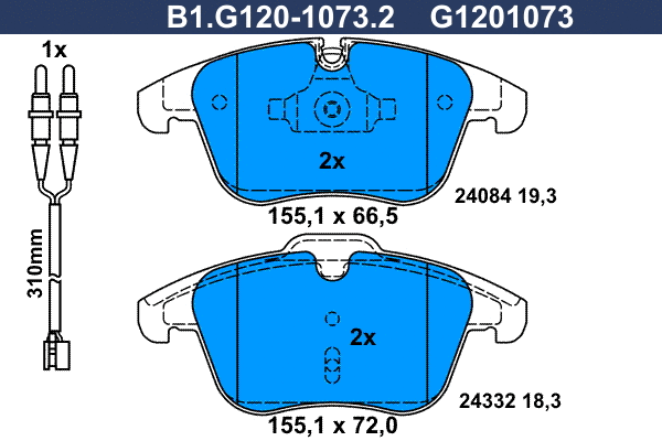 B1.G120-1073.2 GALFER Комплект тормозных колодок, дисковый тормоз (фото 1)