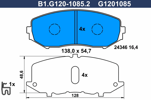 B1.G120-1085.2 GALFER Комплект тормозных колодок, дисковый тормоз (фото 1)