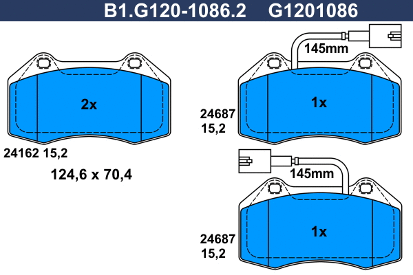 B1.G120-1086.2 GALFER Комплект тормозных колодок, дисковый тормоз (фото 1)