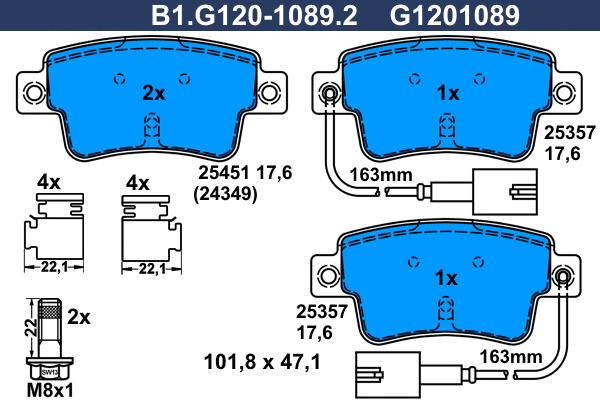 B1.G120-1089.2 GALFER Комплект тормозных колодок, дисковый тормоз (фото 1)