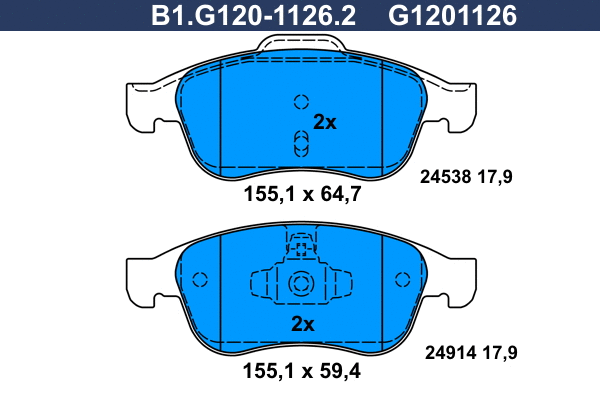 B1.G120-1126.2 GALFER Комплект тормозных колодок, дисковый тормоз (фото 1)