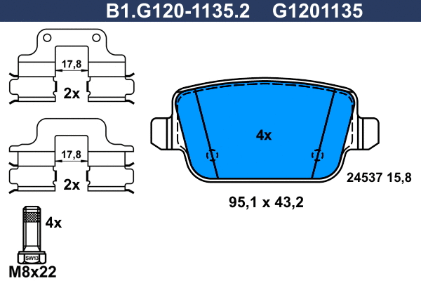 B1.G120-1135.2 GALFER Комплект тормозных колодок, дисковый тормоз (фото 1)