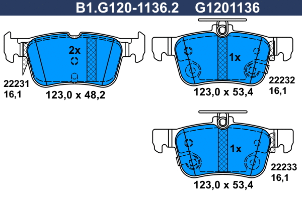 B1.G120-1136.2 GALFER Комплект тормозных колодок, дисковый тормоз (фото 1)