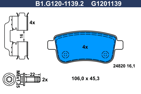 B1.G120-1139.2 GALFER Комплект тормозных колодок, дисковый тормоз (фото 1)