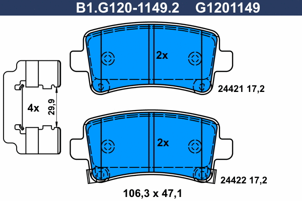 B1.G120-1149.2 GALFER Комплект тормозных колодок, дисковый тормоз (фото 1)