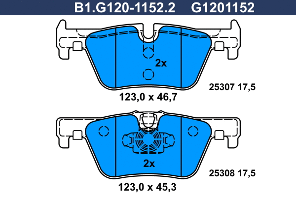 B1.G120-1152.2 GALFER Комплект тормозных колодок, дисковый тормоз (фото 1)