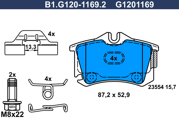 B1.G120-1169.2 GALFER Комплект тормозных колодок, дисковый тормоз (фото 1)