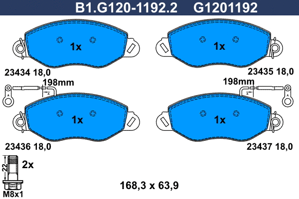 B1.G120-1192.2 GALFER Комплект тормозных колодок, дисковый тормоз (фото 1)