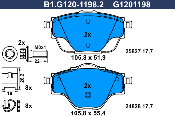 B1.G120-1198.2 GALFER Комплект тормозных колодок, дисковый тормоз (фото 1)