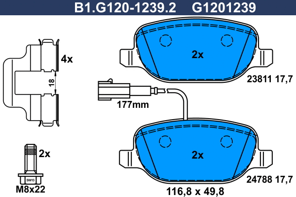 B1.G120-1239.2 GALFER Комплект тормозных колодок, дисковый тормоз (фото 1)