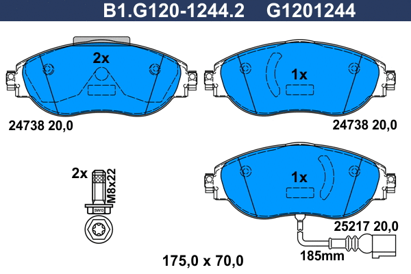 B1.G120-1244.2 GALFER Комплект тормозных колодок, дисковый тормоз (фото 1)